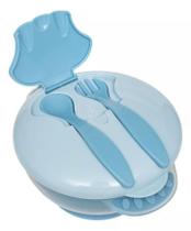 Kit Refeição com Compartimento e Talheres Azul Blue - Buba Kit Refeição com Compartimento e Talheres Azul Blue - Buba