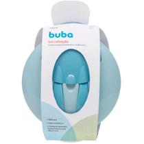 Kit refeicao com compartimento e talheres azul buba