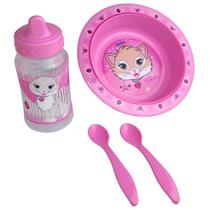 Kit Refeição Com Copo 270 ML Cherie Petita Rosa Kit Refeição Com Copo 270 ML Cherie Petita Rosa