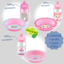 Kit Refeição Com Prato E Copo 270ml Rosa Premium Petita Kit Refeição Com Prato E Copo 270ml Rosa Premium Petita