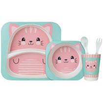 Kit refeicao em bambu gatinho buba