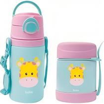 Kit Refeição Garrafinha De Alumínio E Pote Térmico Girafa - Buba