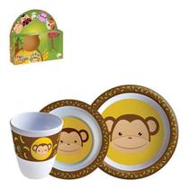 Kit refeição infantil 3 peças macaco