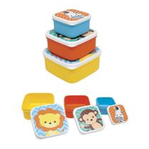 Kit Refeição Infantil 3 Potinhos de Papinha Animal Fun 250 350 550 ml Buba