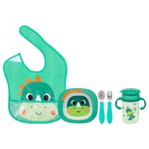 Kit Refeição Infantil 4 Peças Prato Bowl, Kit Talher Inox, Babador Pega Migalhas e Copo 360 Buba Bubazoo