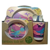 Kit Refeição Infantil 5 Pçs Fibra De Bambu Estampa Divertida