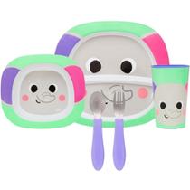Kit refeicao infantil 5 pecas zoo elefante buba