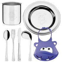 Kit Refeição Infantil Aço Inox Tramontina E Babador Silicone