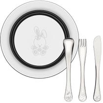 Kit Refeição Infantil Aço Tramontina Alimentação Le Petit Prato Talheres com Desenho em Alto Relevo Ergonômico e Brilhante Tema Coelho Kit Refeição Infantil Aço Tramontina Alimentação Le Petit Prato Talheres com Desenho em Alto Relevo Ergonômico e Brilhante Tema Coelho