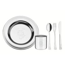 Kit Refeição Infantil Baby Friends Inox com Desenhos Relevo Acabamento Brilhante Tramontina Kit Refeição Infantil Baby Friends Inox com Desenhos Relevo Acabamento Brilhante Tramontina