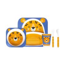Kit Refeicao Infantil Bambu Tigrinho Azul e Laranja Buba 13209