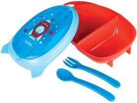 Kit Refeição Infantil Buba Foguete 3 Peças Azul e Vermelho