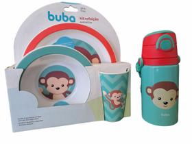 Kit Refeição Infantil Buba + Garrafinha Modelo Macaco