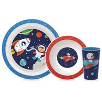 Kit Refeição Infantil Com 2 Pratos e Copo Astronauta - Buba