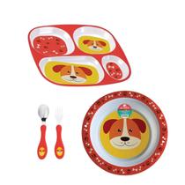 Kit Refeição Infantil com 3 Peças Prato com Divisorias Introdução Alimentar Prato Talher Bowl