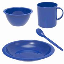 Kit Refeição Infantil com 4 Peças Cor Azul Uninjet