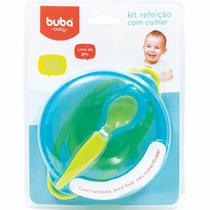 Kit Refeição Infantil Com Colher E Tampa Azul Buba Baby