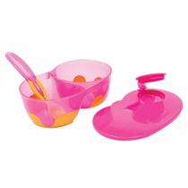 Kit Refeição Infantil com Divisória - Bowl e Colher - 320ml - Rosa - Buba