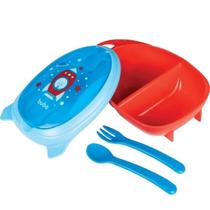 Kit Refeição Infantil Com Talheres Foguete Azul 13514 BUBA