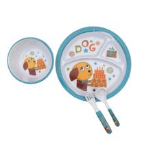 Kit Refeição Infantil Completo Com Divisórias Papinha Bebê Pratinho Alimentação Jogo C/ 4 Pçs
