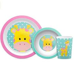 Kit Refeição Infantil Copo Prato e Bowl Animal Fun Girafa - Buba Kit Refeição Infantil Copo Prato e Bowl Animal Fun Girafa - Buba