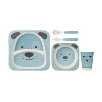 Kit Refeição Infantil em Bambu Cachorrinho - Azul - Buba