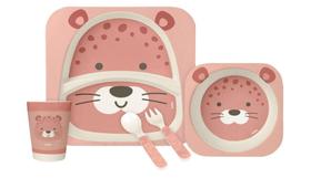 Kit Refeição Infantil em Fibra de Bambu Ecológico 5 peças Oncinha - Buba Kit Refeição Infantil em Fibra de Bambu Ecológico 5 peças Oncinha - Buba