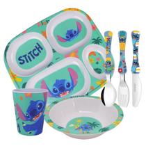 Kit Refeição Infantil Melamina Stitch Disney Pratos, Tigela, Copo e Talheres- Tuut Kit Refeição Infantil Melamina Stitch Disney Pratos, Tigela, Copo e Talheres- Tuut