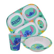 Kit Refeição Infantil Melamina Stitch Disney Pratos, Tigela e Copo- Tuut