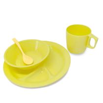 Kit Refeição Infantil Merenda com Dois Pratos , Caneca e Colher Kit Refeição Infantil Merenda com Dois Pratos , Caneca e Colher