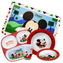Kit Refeição Infantil Mickey Mouse Disney 5 Peças Melamina Pratos, Tigela, Copo e Lugar Americano - Tuut Kit Refeição Infantil Mickey Mouse Disney 5 Peças Melamina Pratos, Tigela, Copo e Lugar Americano - Tuut