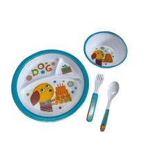 kit refeição infantil pratinho com divisoria com garfo e colher para criança bebê menino e menina
