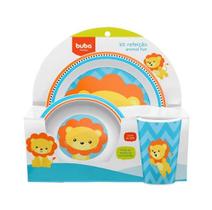 Kit Refeição Infantil Prato Tigela Copo Leão Buba