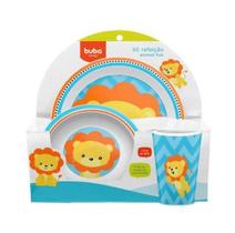 Kit Refeição Infantil Prato Tigela Copo Leão Buba