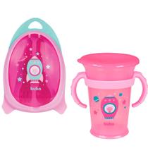 Kit Refeição Mais Copo De Treinamento Foguete Rosa - Buba Kit Refeição Mais Copo De Treinamento Foguete Rosa - Buba