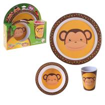 Kit Refeição Melamina Macaco Caco 1 Prato 1 Tigela e 1 Copo Kit Refeição Melamina Macaco Caco 1 Prato 1 Tigela e 1 Copo
