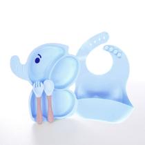 Kit Refeição Pratinho C Divisória Talher Babador Ventosa Infantil Introdução Alimentar Desmame Termossensível Transição Treinamento