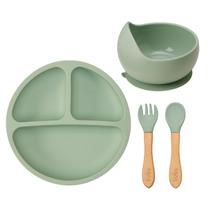 Kit Refeição Prato Divisórias Ventosa + Bowl + Talheres Buba