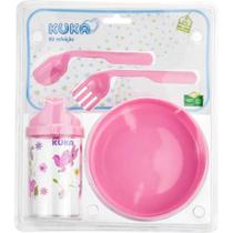 Kit Refeição Prato,talher E Copo Kuka Baby Rosa Kit Refeição Prato,talher E Copo Kuka Baby Rosa