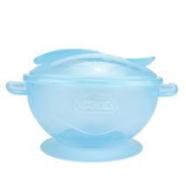 Kit Refeição Tigela com Ventosa + Colher Pimpolho Azul Rosa
