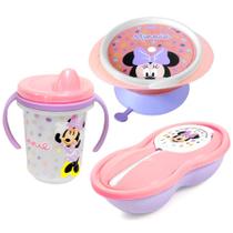 Kit Refeição Tigela com Ventosa Pratinho e Copo de Treinamento da Minnie