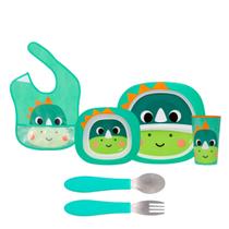 Kit Refeição Zoo Dino Completo Com Babador e Kit Talher Buba