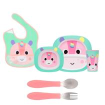 Kit Refeição Zoo Unicórnio Completo Com Babador e Kit Talher Kit Refeição Zoo Unicórnio Completo Com Babador e Kit Talher