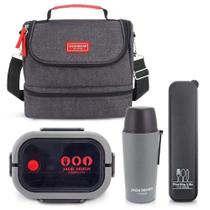 Kit Refeições Vibe Jacki Design Marmita, Garrafa Térmica E Bolsa Térmica 2 Compartimentos - Cinza Preto Kit Refeições Vibe Jacki Design Marmita, Garrafa Térmica E Bolsa Térmica 2 Compartimentos - Cinza Preto