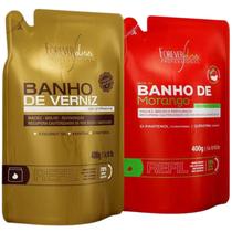 Kit Refil Banho de Verniz 400g + Refil Banho De Verniz Morango 400g - 2x Refis Foreverliss