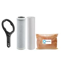 Kit Refil Deionizador PP Carvão Resina Mb400 Chave Carcaça