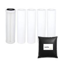 Kit Refil Filtro Água Plissado Lavável Polipropileno Zeolita Branco Kit Refil Filtro Água Plissado Lavável Polipropileno Zeolita Branco