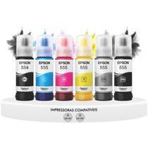 Kit Refil Garrafas de Tinta Original Epson T554 T555 Ecotank Compatível Para Impressoras L8160 L8180