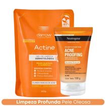 Kit Refil Gel de Limpeza Facial 300g Actine Darrow + Esfoliante Facial Acne Proofing 100g Neutrogena