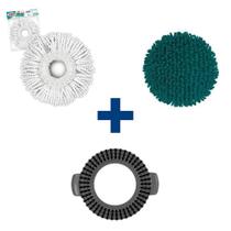 Kit Refil Mop Giratorio Fit Flash Limp Esfregão + Tira Pó + Limpeza Pesada